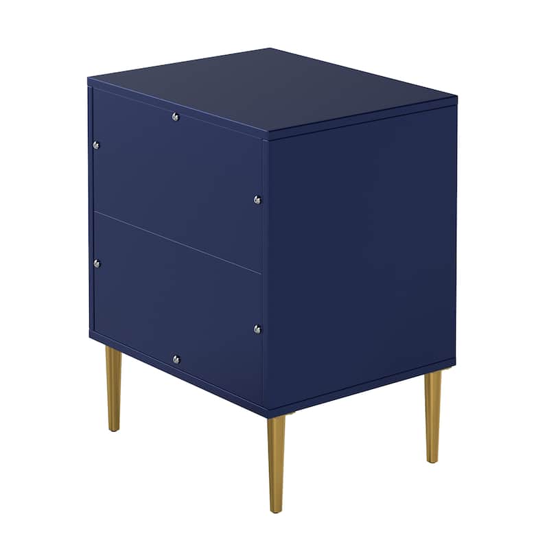 Clihome 2 Drawers High Gloss Storage Accent Nightstand for Bedroom
