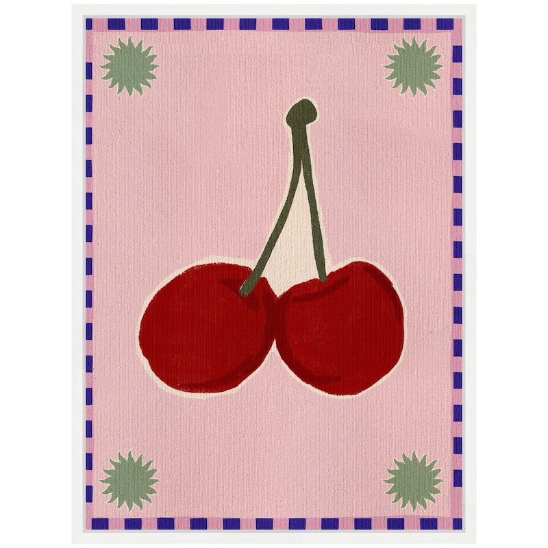 Kate and Laurel Sylvie Lush Duo 1 Cherry Framed Canvas by Shatha Al Dafai