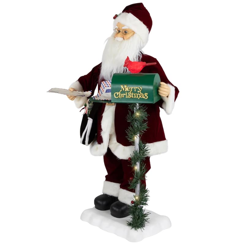 Animated and Musical Santa Claus Figure with Lighted "Merry Christmas" Mailbox - 30"
