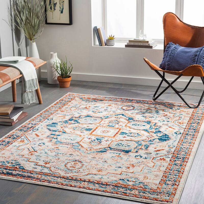 Artistic Weavers Eylul Traditional Medallion Area Rug - 6' 7" x 9' - Blue
