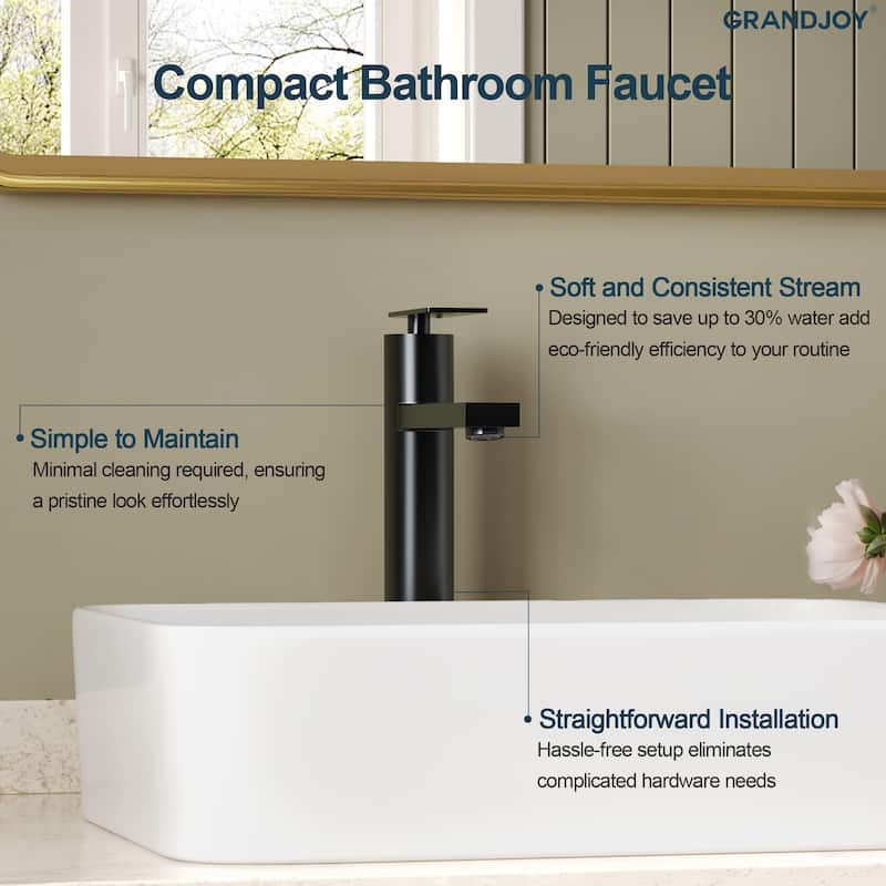 GRANDJOY 2-Pack High-Arc Bathroom Vanity Faucet, Single Hole Installation