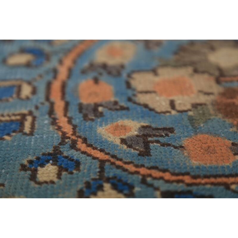 Traditional Blue Floral Tabriz Persian Rug Handmade Wool Carpet - 9'8"x 12'9"