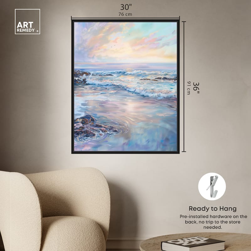 Art Remedy Dreamy Shoreline Framed Sailing 1 Piece Canvas Wall Art