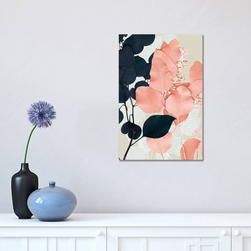iCanvas "Indigo & Blush Leaves II" by Jennifer Goldberger Canvas Print - 18x12x1.5