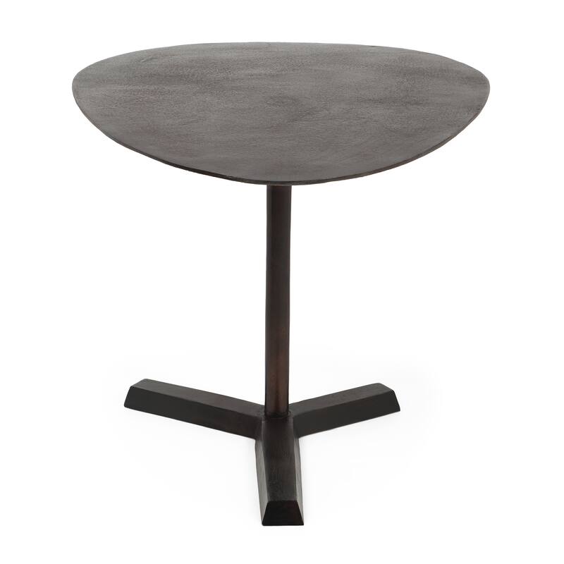 27.25" Industrial Handcrafted Designed Side Table with Elliptical Tabletop and Tripod Stand Base