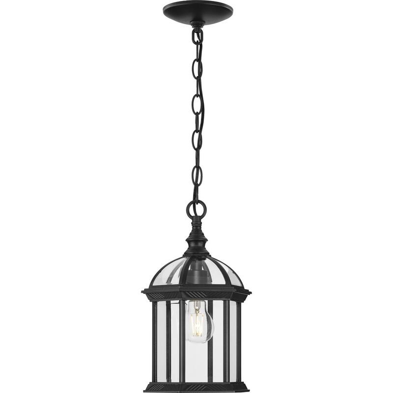 Dillard Collection One-Light Textured Black Outdoor Hanging Light - 7.5 in x 7.5 in x 13.62 in