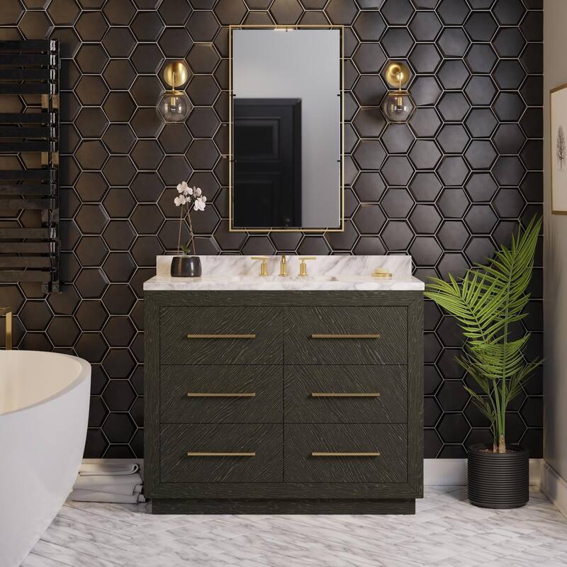 KitchenBathCollection Avery 42" Bathroom Vanity with Carrara Marble Top