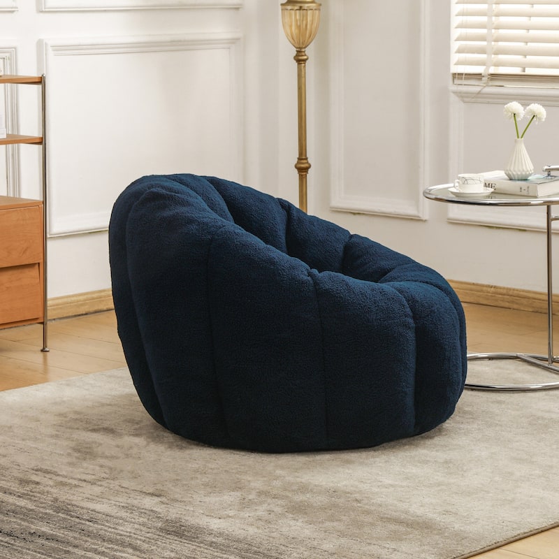 Comfortable Bean Bag Chair Dark Blue Sofa Chair with Armrests, Leisure Chair Lounge Chair Upholstered Chair