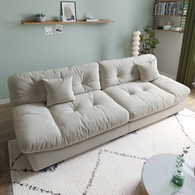 105'' Modern Section Sofa with Arms Velvet Fabric Sofa For Living Room