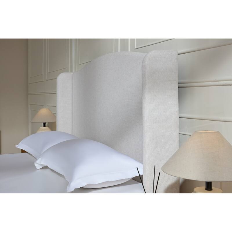 Upholstered Wingback Headboard Bed Platform Bed No Box Spring Needed