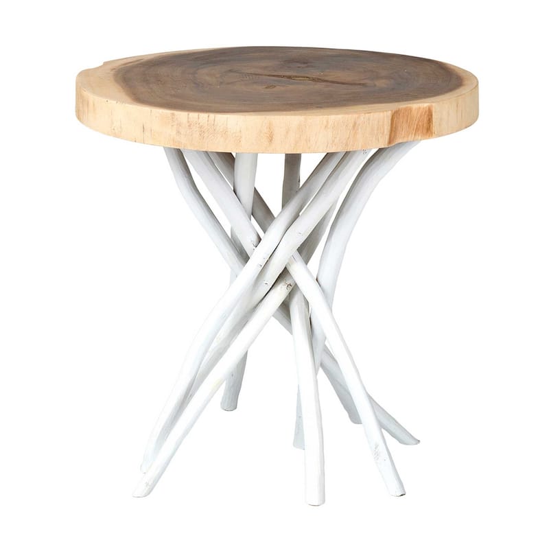 Merrill Solid Teak Wood Stick Base Accent Table by East at Main