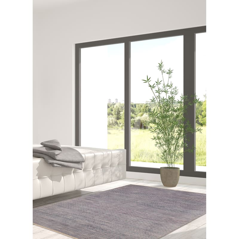 ECARPETGALLERY Hand-knotted Silk Shadow Grey Wool Rug - 5' 11" x 8' 11"