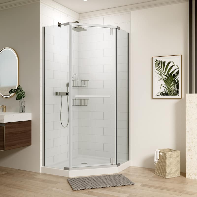 34.75'' W x 72'' H Semi-Frameless Neo-Angle Pivot Shower Door - 34.75" X 34.75" X 72"