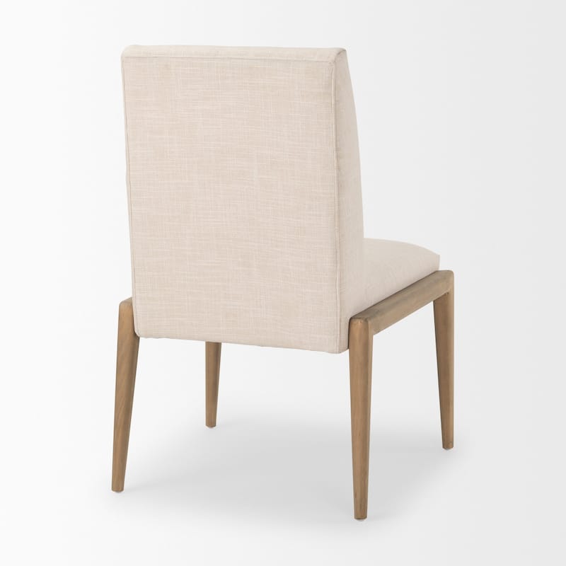 Palisades Cream Fabric Seat With Medium Brown Solid Wood Frame Armless Dining Chair (Set of 2)