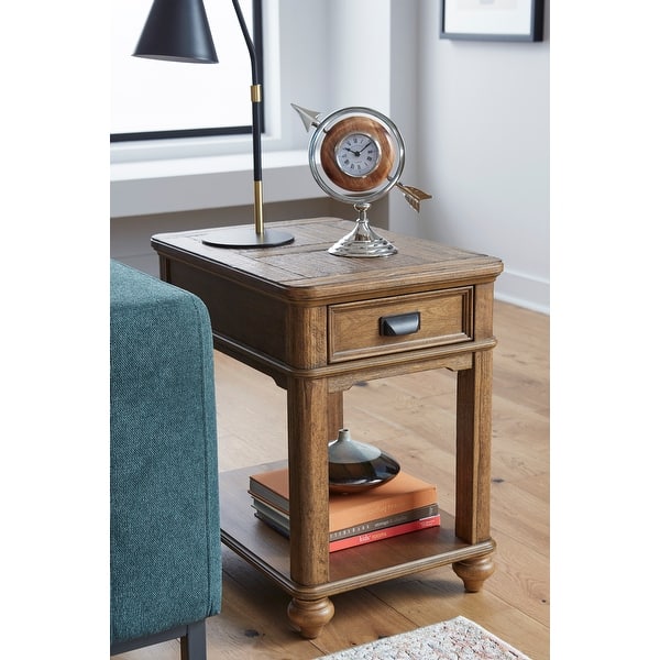 Natural Brown Wood End Table with Drawer and Shelf On Sale Bed Bath