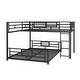 preview thumbnail 22 of 28, Twin over Full Size Metal Bunk Bed Frame with Iron Mesh Decor, L-Shaped Loft Bed with Underneath Platform Bed