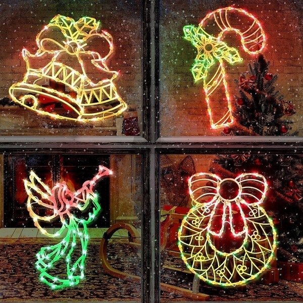 4 Pack Christmas Window Silhouette Lights Decorations - Bed Bath