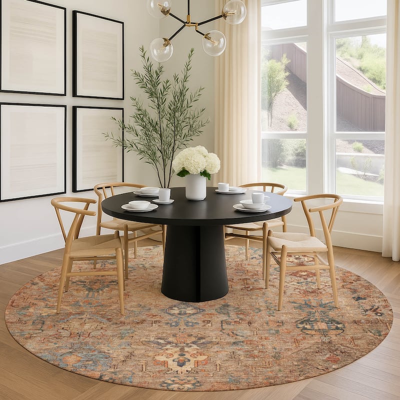 Machine Washable Indoor/ Outdoor Traditional Serenity Chantille Rug
