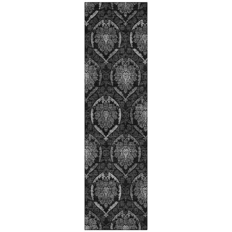 Machine Washable Indoor/ Outdoor Chantille Traditional Damask Rug