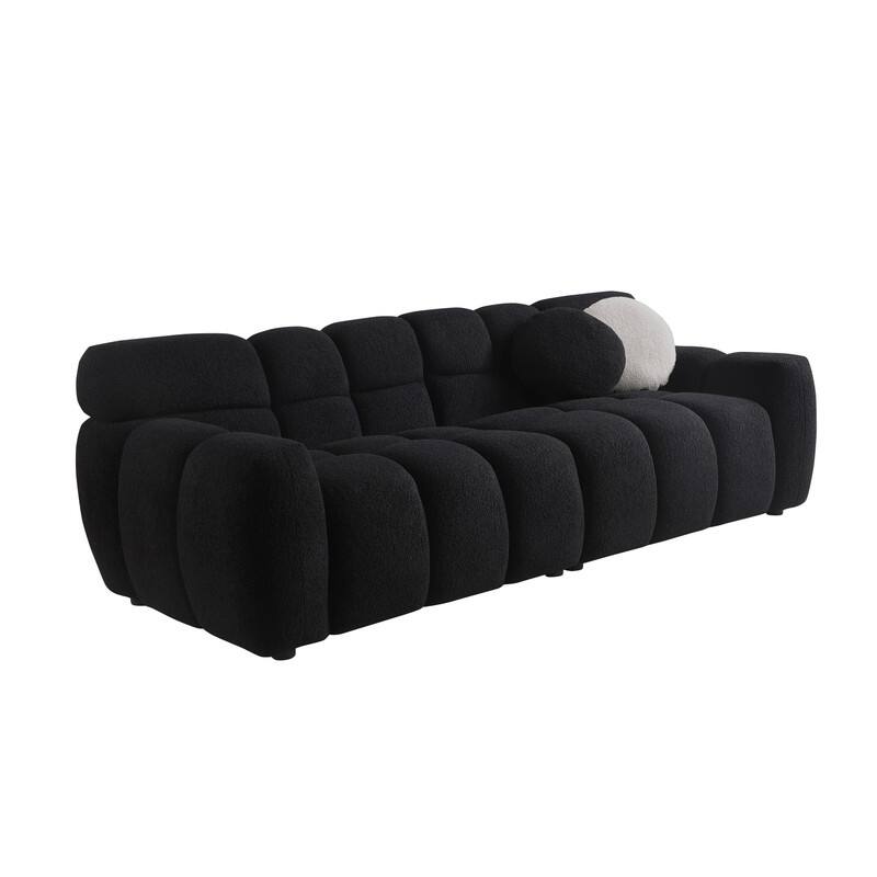 Two Sizes Of Teddy Velvet Upholstered Sofa