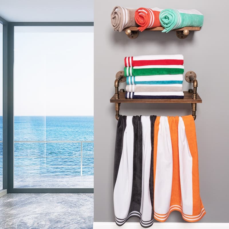 Cabana Stripe Oversized Cotton Beach Towel by Superior