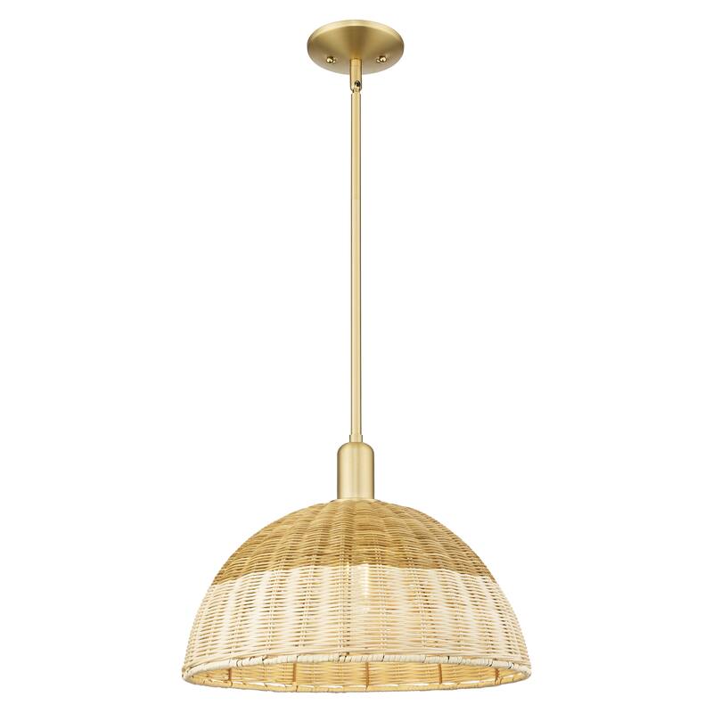 Innovations Lighting Downtown Urban - Natural Ballston Dome - 1 Light Stem Hung Mini Pendant with Basketweave Shade