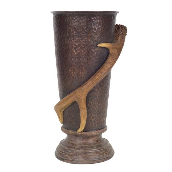 Shop 15 5 Hammered Pewter Style Deer Antler Urn Table Top Decoration Overstock 16553943