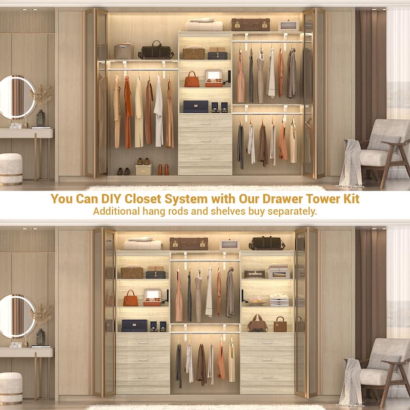 6-Tier 23.6'' Display Cabinet with Charging Station and Drawers, Bookcase Storage Shelf Kitchen Pantry