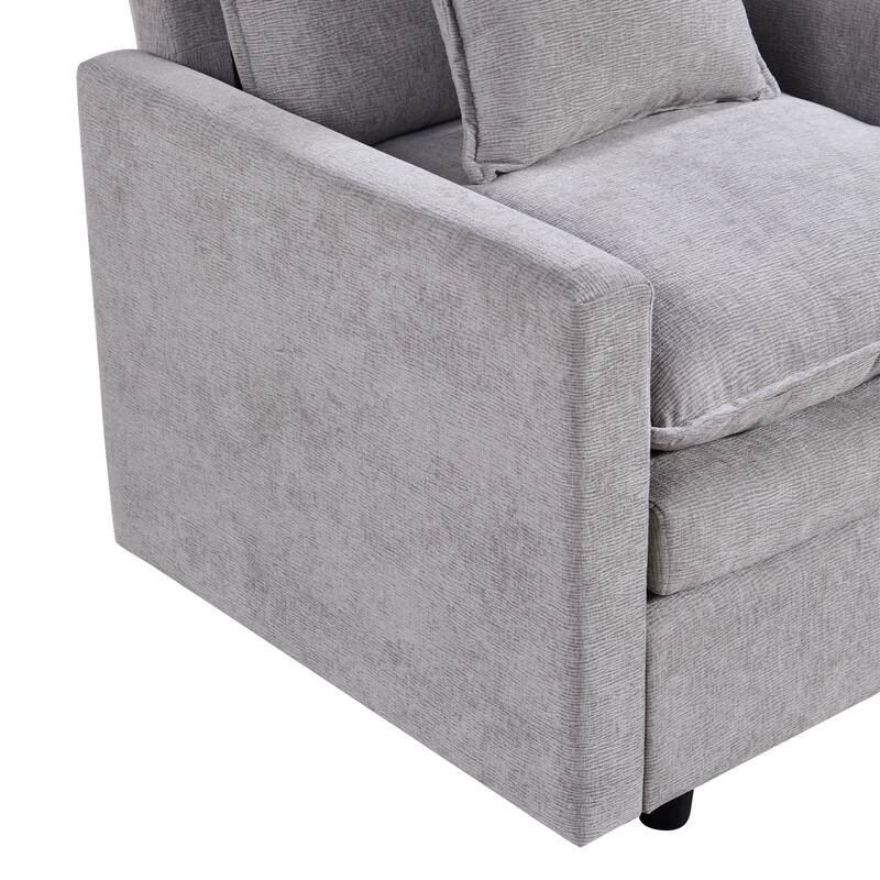 Chenille Fabric Comfy Deep Single Seat Sofa Upholstered Reading Armchair Living Room