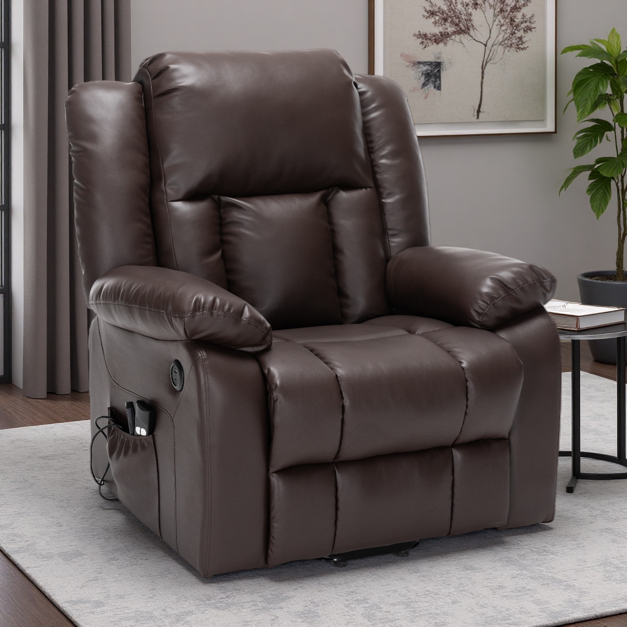 Faux Leather Electric Power Massage Recliner Chair with Heating and USB Port