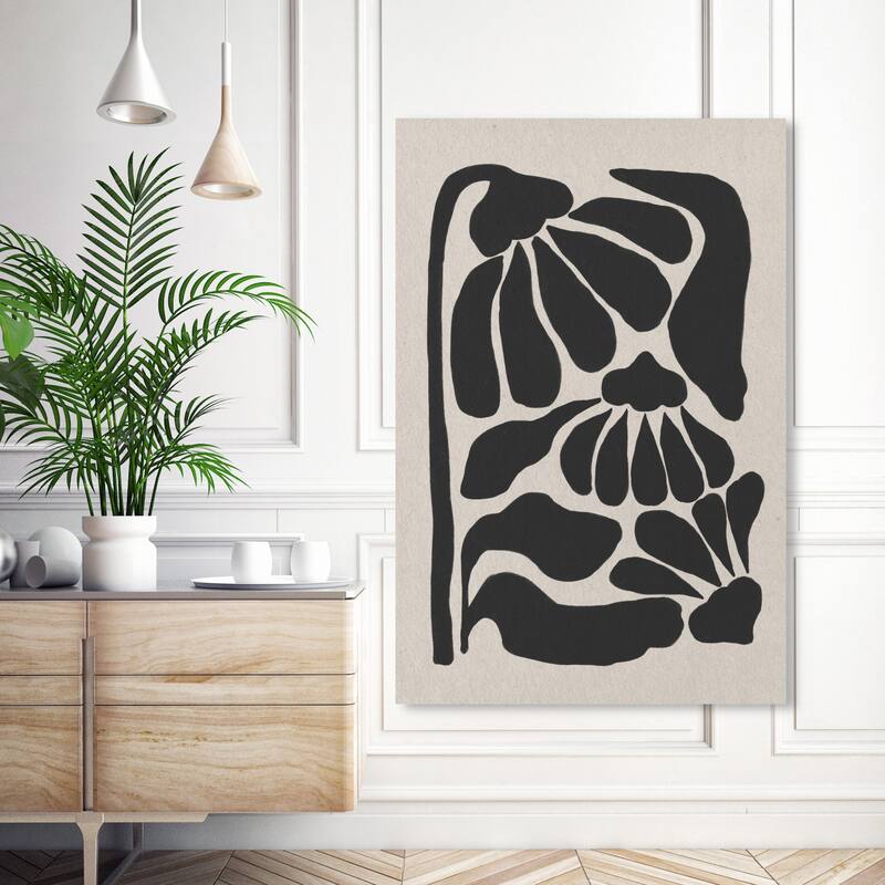Wynwood Studio Canvas Abstract Flora Minimalista Black and Pastel Black Modern & Contemporary Wall Art Canvas Print - 54 x 36