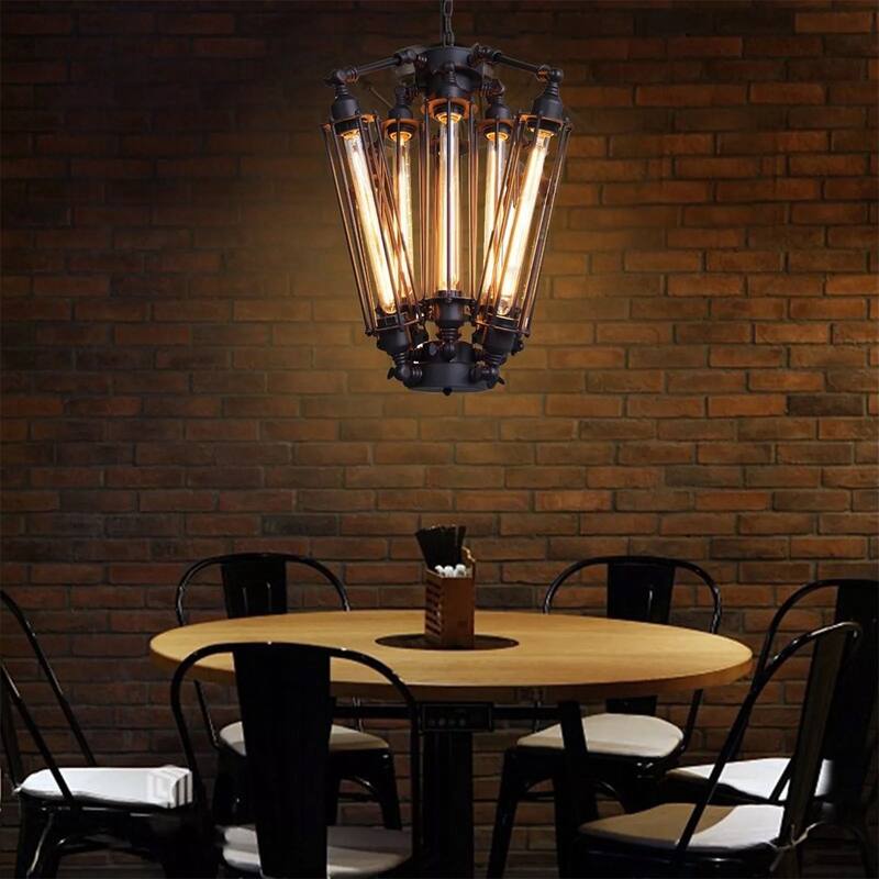 Industrial Steampunk Chandelier Pendant Light LED Ceiling Lamp Fixture - 42" x 26"