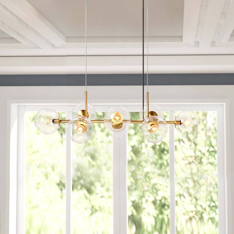 8 - Light Gold/Black Sputnik Modern Linear Pendant Chandeliers