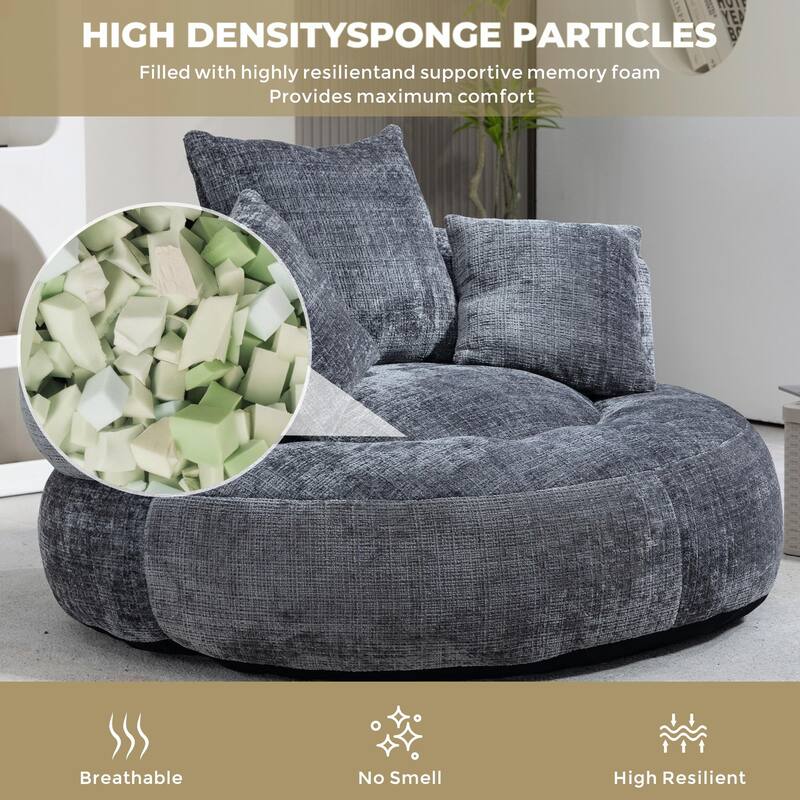 Durable Lazy Sofa Comfort Lounger, High Back Bean Bag Couch with 3 Pillows