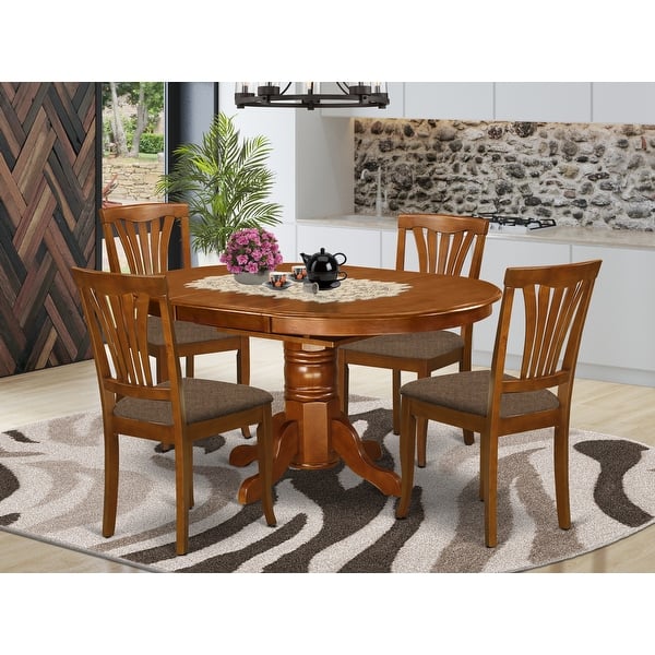 5 Piece Set Oval Table With Leaf And 4 Dining Chairs Chair Option Overstock 10296401