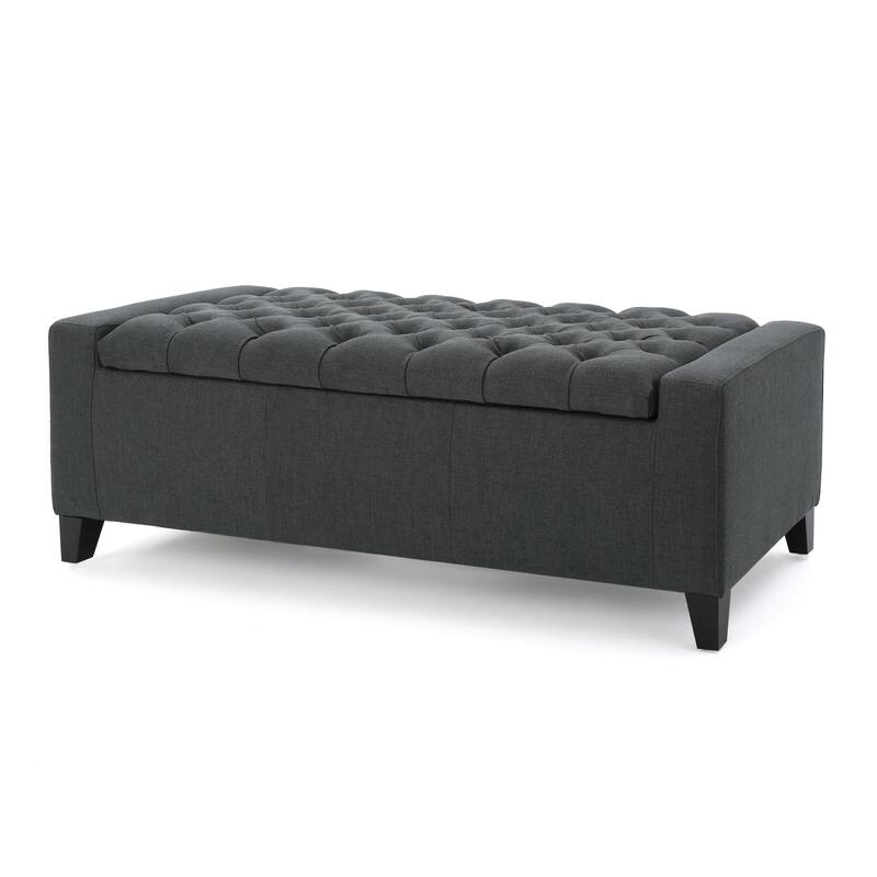 Modern Button-tufted Storage Ottoman Bench-Dark Gray