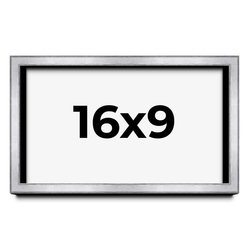 16x9 Shadow Box Frame Silver | 1.375 Inches Deep Real Wood
