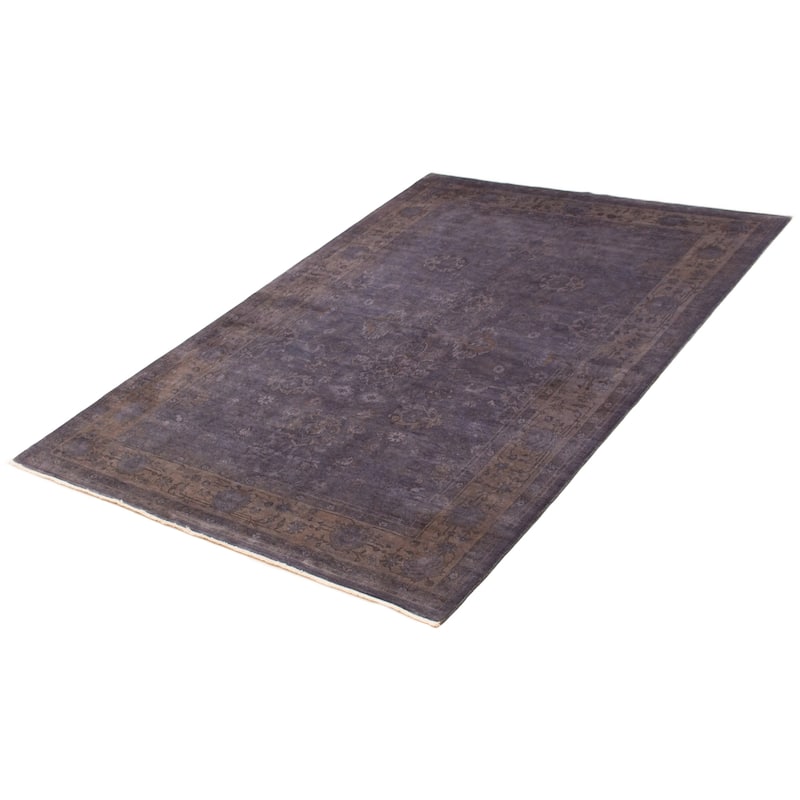 ECARPETGALLERY Hand-knotted Vibrance Light Denim Blue Wool Rug - 6'1 x 8'8