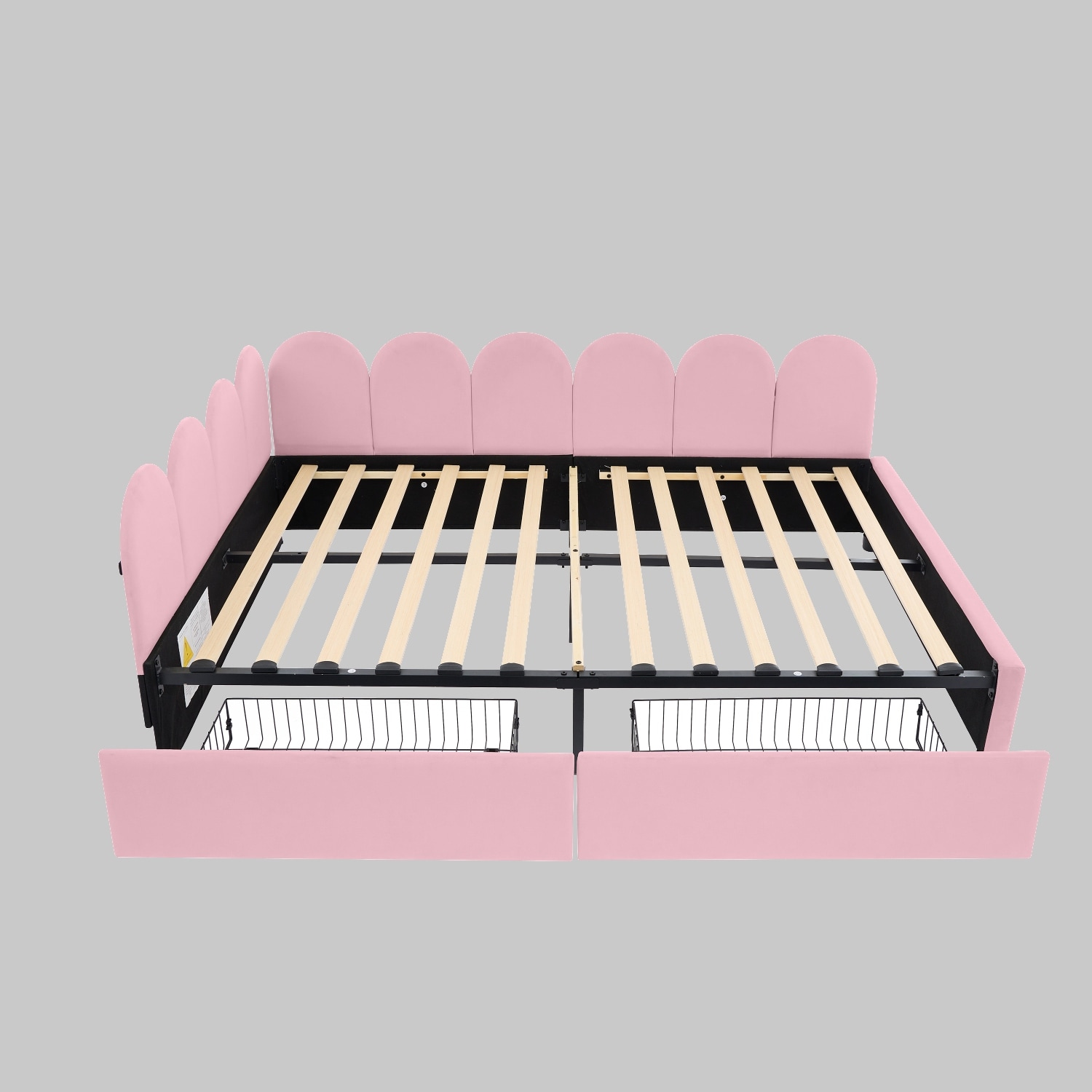 Stylish Full Size Daybed with Velvet Upholstery, Soft Headboard, and 2 Storage Drawers