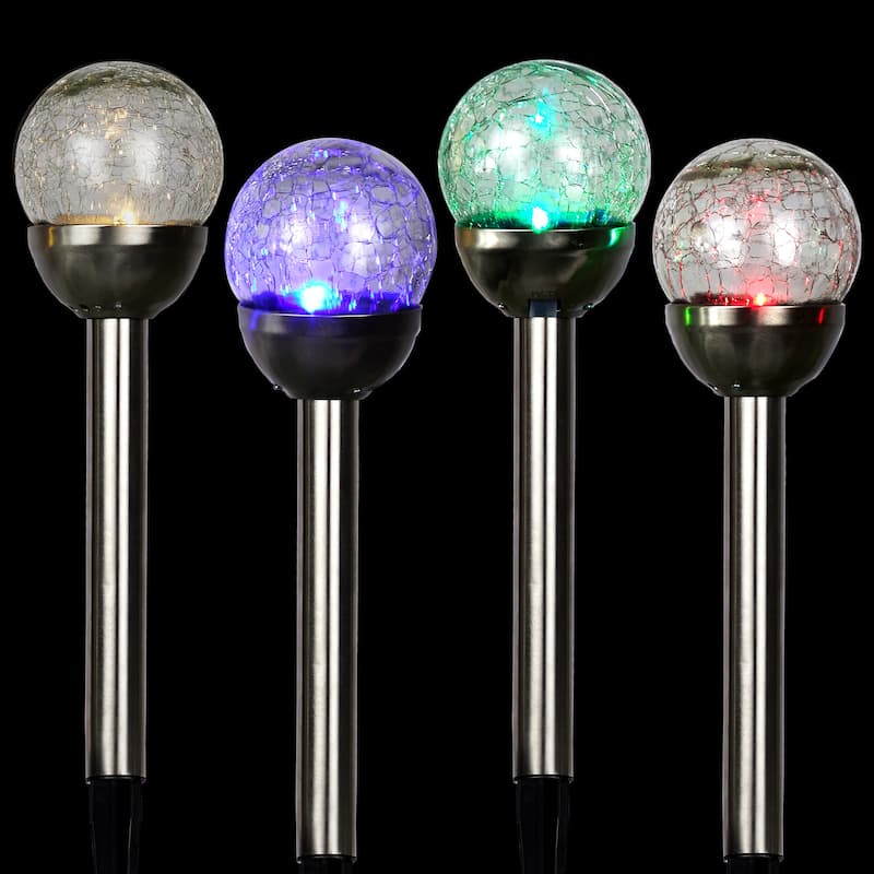 Alpine Corporation Solar Glass Ball Stake Color Change Warm White LED