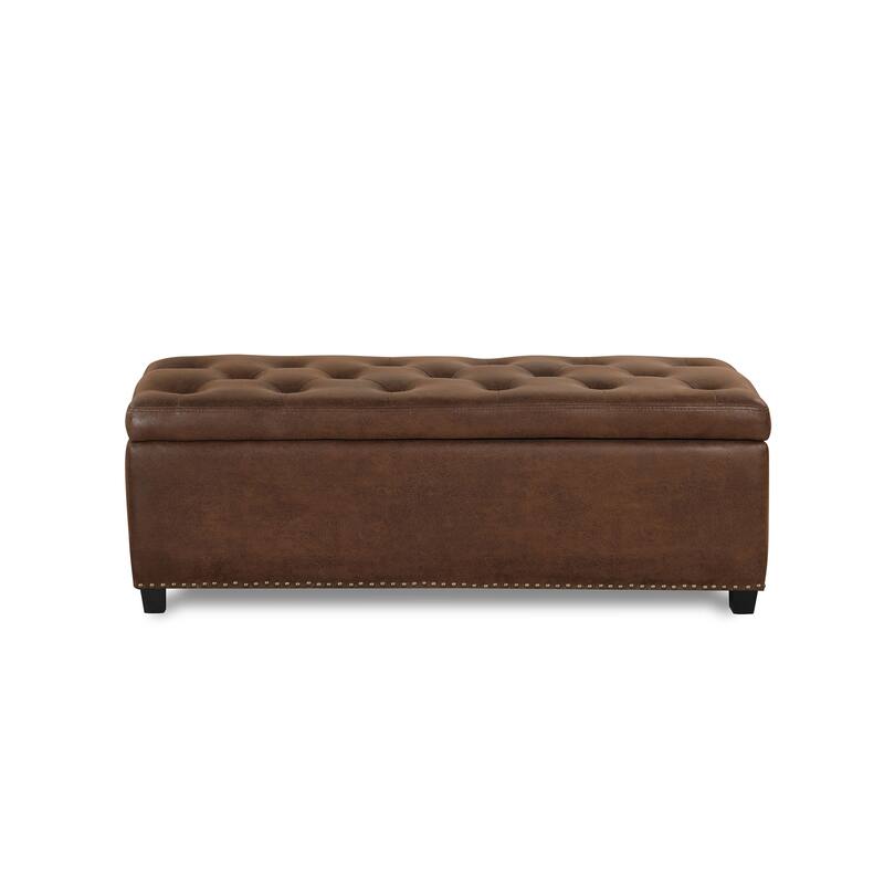 DH Basic Modern Brian 48-inch Rectangular Linen Storage Ottoman Bench by Denhour