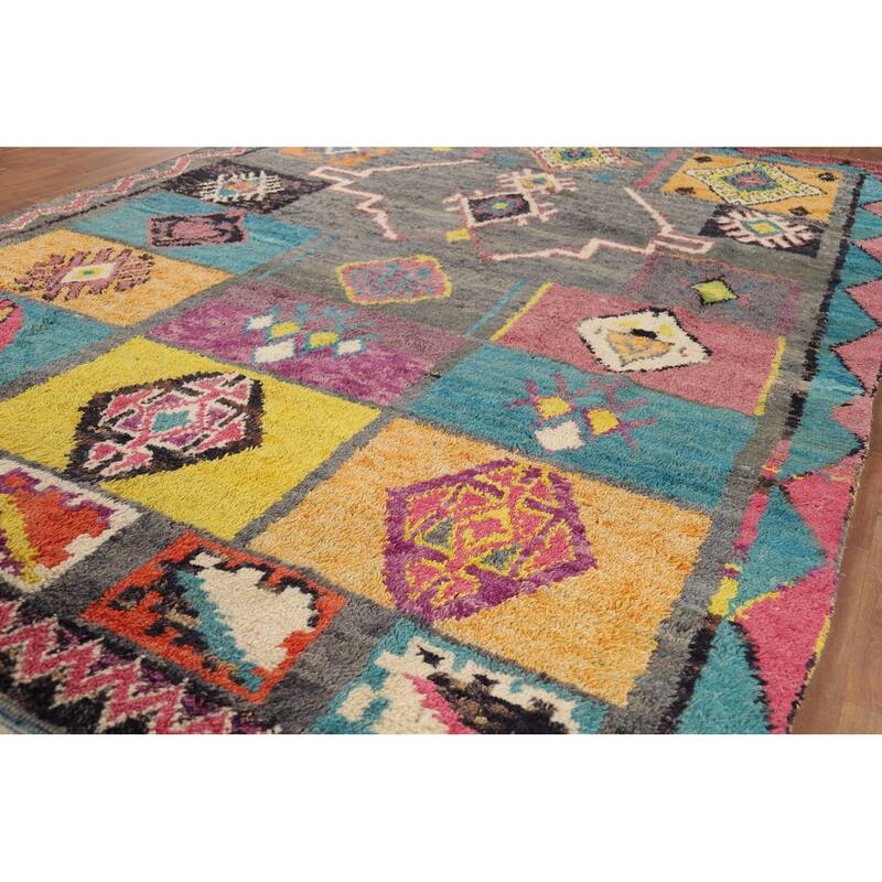 Geometric Plush Moroccan Oriental Area Rug Handmade Wool Carpet - 8'11" x 12'6"