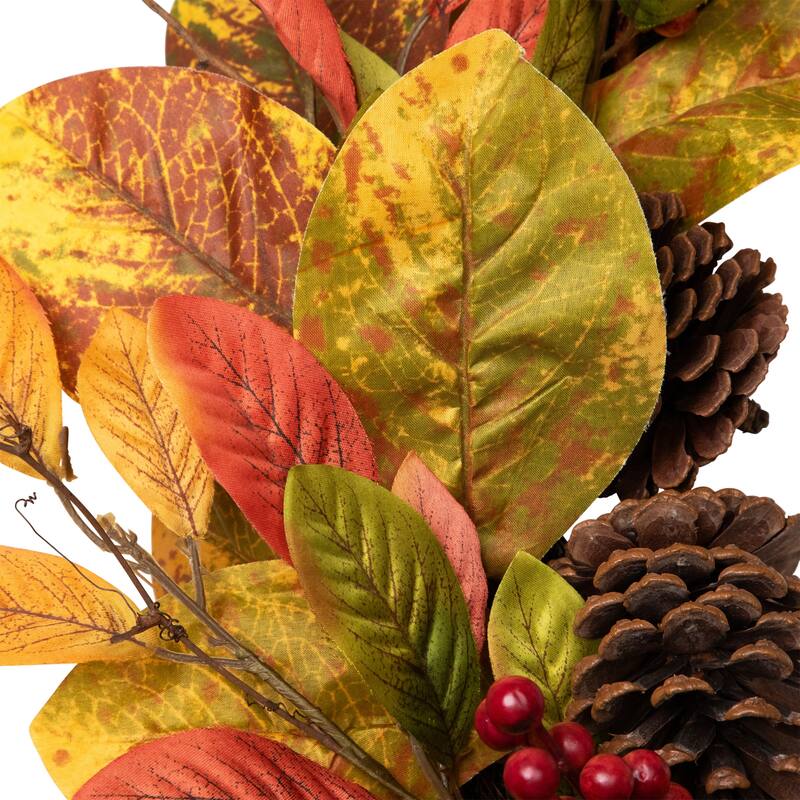 Leaves Berries Twig Artificial Thanksgiving Wreath - 26-Inch, Unlit