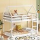 preview thumbnail 1 of 9, Twin over Twin Size Rubber Wood Floor Bunk Bed with ladder and Guardrails White