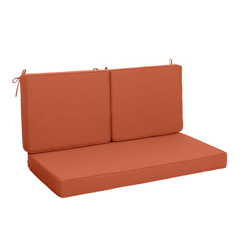Outdoor Loveseat Cushion Set Deep Seat Cushions,Waterproof Replacement Patio Chair Cushions Set Of 2(1xseat+2xback Cushion) - Red