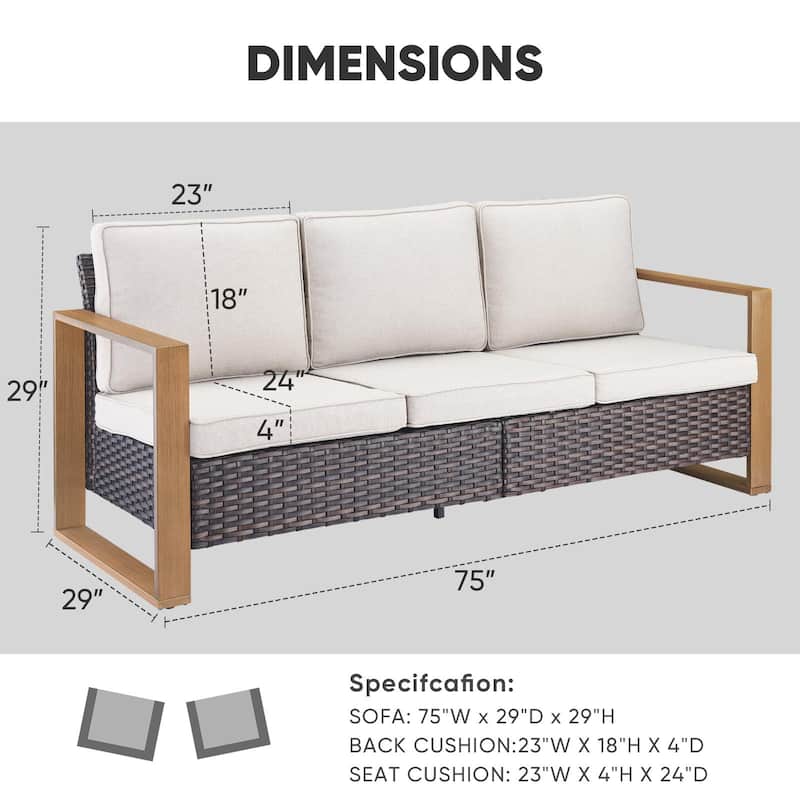 Gymojoy Patio Sofa Wicker High Back Sofa