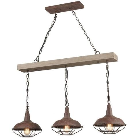 Terni Kitchen Island Lighting Linear Pendant Chandelier Barn Shade, 3-Light Hanging Lighting Fixture