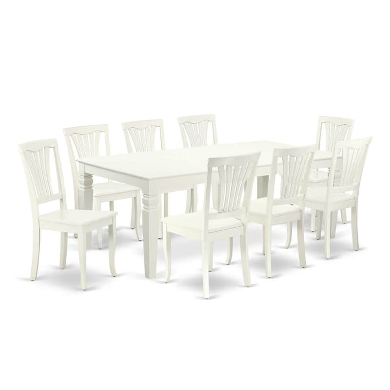 Retro Dining Set 9Pc Rectangular Table w/ Leaf & 8 Chairs - 66/84 Inch