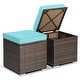 preview thumbnail 6 of 9, 2 PCS Patio Ottoman Multipurpose Outdoor Footstool Storage Box Turquoise