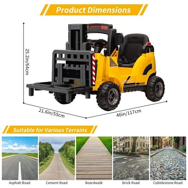 12V Kids Ride on Forklift Car, Toddles Electric Construction
